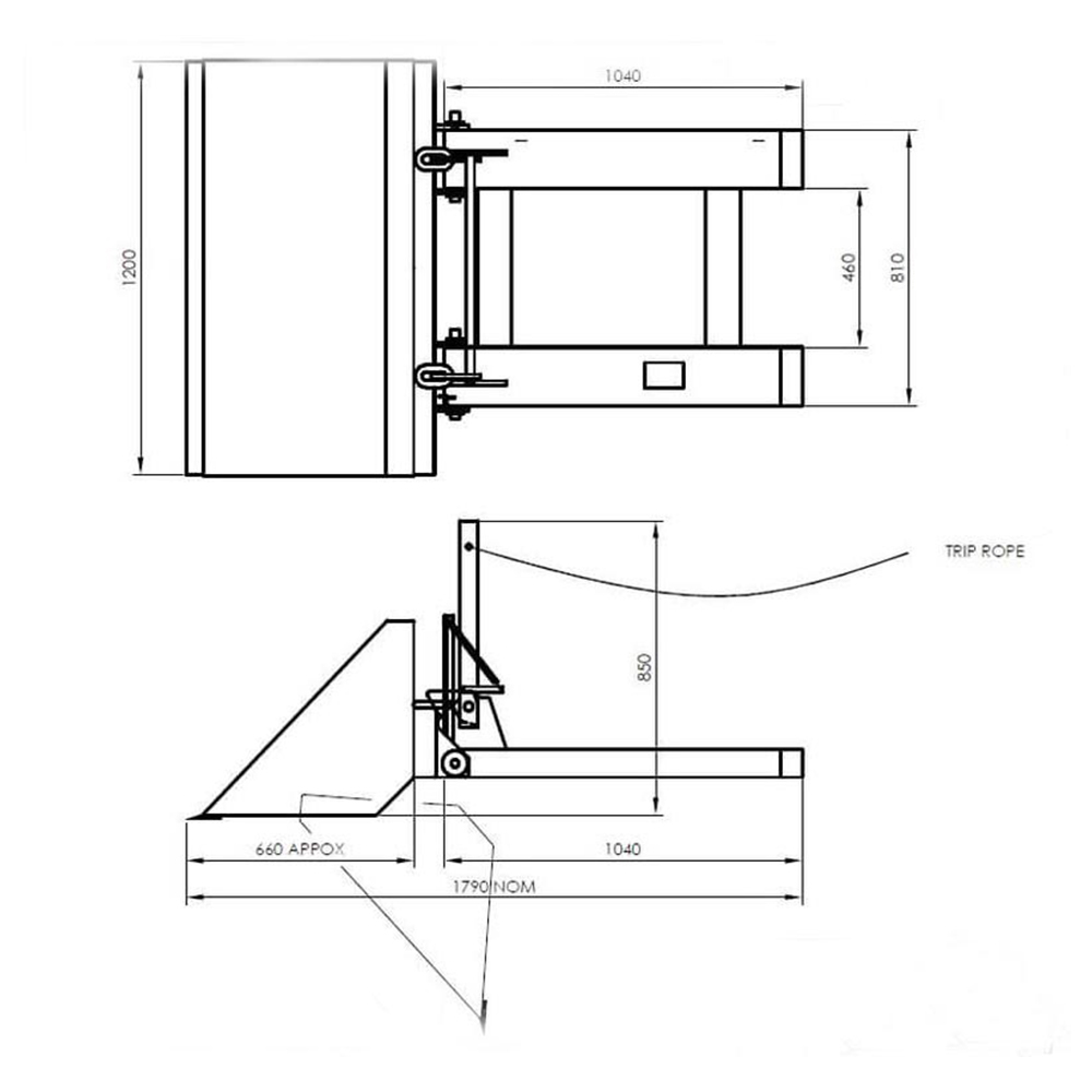 फोर्कलिफ्ट डंप हॉपर बाल्टी details